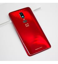 Oneplus 6 Uyumlu Pil Batarya Kapağı Cam Kamera Lensli A6000 A6003 (Kırmızı)