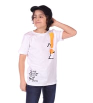 Toontoy Erkek Çocuk Yazı Baskılı Tişört (Beyaz)