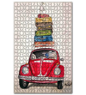 Cakapuzzle Vosvos Leylek İle Seyhatte Figürü Görseli Puzzle Yapboz MDF (Ahşap) (500 Parça)