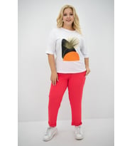 Kadın Büyük Beden Baskı Detaylı T-shirt Takım 8105-24 (Fuşya)