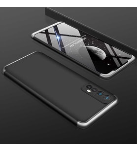 Realme 7 Kılıf 3 Parça Slim Sert Silikon Kapak AYS (Siyah-Gri)