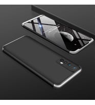 Realme 7 Kılıf 3 Parça Slim Sert Silikon Kapak AYS (Siyah-Gri)