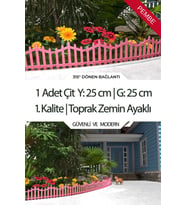 Dekoratif Plastik Bahçe Çiti ve Peyzaj Çiti 1 ADET ÇİT (Y: 25 CM / G: 25 CM) TOPRAK AYAKLI (Pembe)