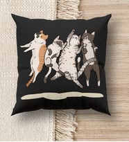 BK Gift Kedi Tasarımlı Premium Kumaş Siyah Kırlent Yastık, Ev Hediyesi, Ev Dekorasyonu, Dekoratif Hediye (Model 12)