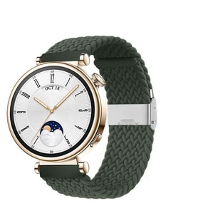 Sneezy Huawei Watch GT 4 41mm İle Uyumlu 18mm Metal Klips Solo Fiberlink Örgü Kordon (Haki)