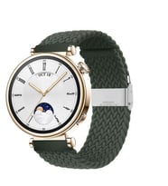 Sneezy Huawei Watch GT 4 41mm İle Uyumlu 18mm Metal Klips Solo Fiberlink Örgü Kordon (Haki)