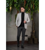 SİR YÜNLÜ MONO YAKA KAŞMİR ÇİFT YIRTMAÇ 6 DROP KIŞLIK ERKEK TEK CEKET SR67502 (Taş)