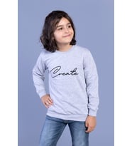 Toontoy Erkek Çocuk Baskılı Sweatshirt ( Gri-Melanj)