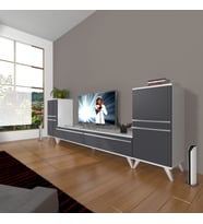 Decoraktiv Eko On2 Mdf Std Retro Tv Ünitesi Tv Sehpası (Beyaz - Antrasit)