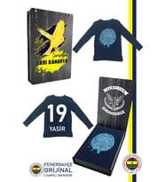 Fenerbahçe Orijinal Lisanslı Kişiye Özel Yaldızlı Fb Logo Gri Çocuk Sweat Kutulu (Lacivert)