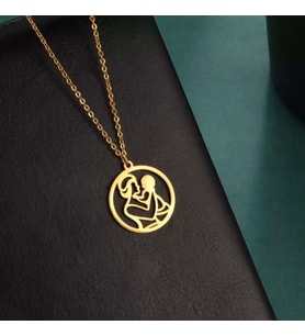Kişiye Özel 925 Ayar Gümüş Anne Bebek Kolye (Gold)