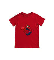 Spiderman baskılı örümcek adam pamuklu penye kumaş yazlık çocuk tişört (Kırmızı)