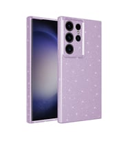 Galaxy S24 Ultra Kılıf Kamera Korumalı Simli Lüks Koton Kılıf (Lila)