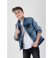 Erkek Çocuk Jean Ceket Günlük Modaya Uygun (Mavi)