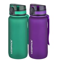 Uzspace 2'li Tritan Matara Seti 650 ml 14 Farklı Renk Seçeneği FiftyFifty (Mor-Grı)