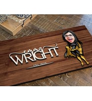 BK Gift Kişiye Özel Kadın Süper Kahraman Karikatürlü Kabartma Figürlü Ahşap Tablo, Duvar Dekoru, Arkadaşa Hediye, Özel Tasarım Ev Hediyesi-1 (Ceviz)
