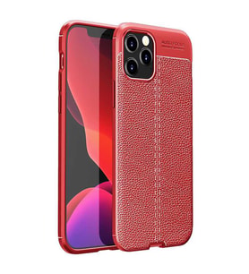 Uyumlu Model Apple iPhone 12 Pro Max Kılıf Deri Tarzı Niss Silikon Case (Kırmızı)