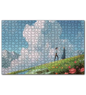 Cakapuzzle Howls Moving Castle Aşıklar Çiçekler Bulut Görseli  Puzzle Yapboz MDF (Ahşap) (1000 Parça)
