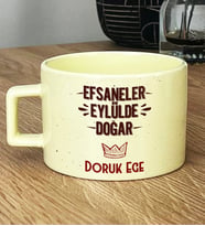 Kişiye Özel Efsaneler Eylülde Doğar Hediye Pastel Fincan Doğum Günü Hediyesi (Sarı)