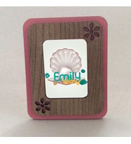 Figüratif Çiçek Motifli Ahşap Vesikalık Fotoğraf Resim Çerçevesi (Pembe)