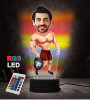 Doğum Günü Hediyesi,Sevgiliye Hediye, Kişiye Özel Fotoğraflı Sporcu Karikatür 3D Led Lamba (RGB)