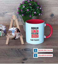 Babalar Günü Hediyesi Kupa Bardak Beyaz ve Fotoğraflı Ahşap Anahtarlık Hediye Babaya Hediye (Model 2)