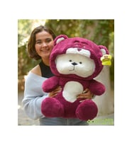 90 Cm Kapşonlu Uykumcuk Peluş Ayıcık Panda (Bordo)