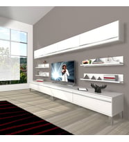 Decoraktiv Eko 360Y Mdf Krom Ayaklı Tv Ünitesi Tv Sehpası (Beyaz)
