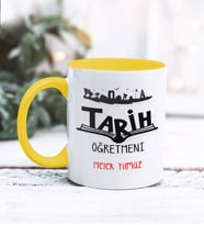 Tarih Öğretmeni Tasarımlı Kişiye Özel Kupa Bardak (Sarı)