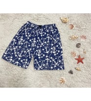 %100 Pamuk Kadın Yüksek Bel Dört Mevsim Şort Pijama  (Lacivert)