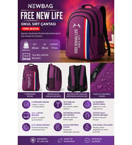 NEWBAG FREE NEW LİFE OKUL SIRT ÇANTASI (YENİ SEZON) (Mor)