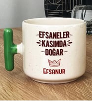 Kişiye Özel Efsaneler Kasımda Doğar Hediye T Kupa Bardak Doğum Günü Hediyesi (Yeşil)