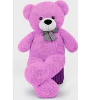 Sevgiliye Özel HEDİYE - 90 cm Papyonlu Sevimli Peluş Şaşkın Ayı (Fuşya)
