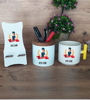 Kadın Polis Hediye Sepeti Kupa Bardak T Kulplu, Kalemlik ve Ahşap Telefon Standı Polisler Günü Kadın Polise Hediye (Model 5)