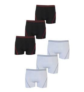 6lı Erkek Çocuk Likralı Pamuklu Boxer Kaliteli İç Çamaşır (Beyaz-Siyah)