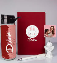 Kişiye Özel Defter Kalem Matara Ve Fotoğraflı Notluk Seti 93570 (Bordo)