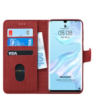 Microsonic Huawei P30 Pro Kılıf Fabric Book Wallet (Kırmızı)