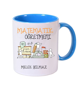 Matematik Öğretmeni Temalı  Kupa Bardak (Beyaz-Mavi)