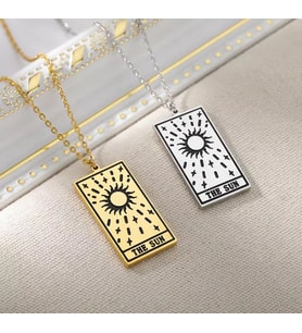Kişiye Özel 925 Ayar Gümüş The Sun Tarot Kolye (Gold)