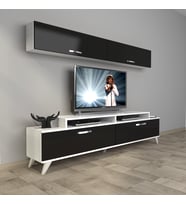 Decoraktiv Ekoflex 5 Slm Retro Tv Ünitesi Tv Sehpası (Beyaz-Siyah)