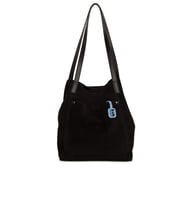 BAGMORİ Hakiki Yarma Deri Cepli Tote Çanta (Siyah)