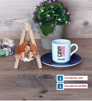Anneye Hediye Türk Kahvesi Fincanı Ahşap Altlıklı ve Fotoğraflı Ahşap Anahtarlık Hediye (Model 4)
