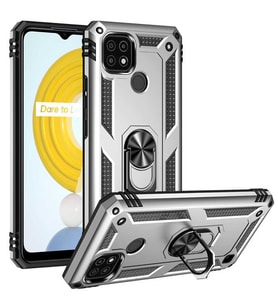 Realme C21 Kılıf Yüzüklü Zırh Tank Vega (Gri)