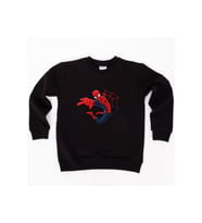 Spiderman baskılı örümcek adam pamuklu kumaş çocuk sweatshirt (Siyah)