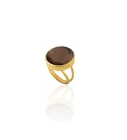 Kadir Jewellery 22 Ayar Altın Kaplama Zirkon Taşlı Kadın Otantik Yüzük (Kahverengi)