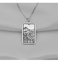 Kişiye Özel 925 Ayar Gümüş Six of Cups Tarot Kolye (Gümüş)