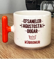 Kişiye Özel Efsaneler Ağustosta Doğar Hediye T Kupa Bardak Doğum Günü Hediyesi (Turuncu)