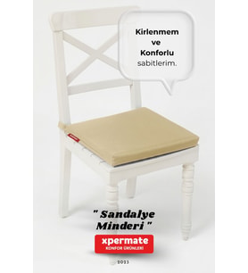 XPERMATE Fermuarlı Sandalye Minderi Su İtici Kumaş 40x40 cm Sünger Sandalye Minderi Bağcıklı (Bej)