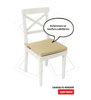 XPERMATE Fermuarlı Sandalye Minderi Su İtici Kumaş 40x40 cm Sünger Sandalye Minderi Bağcıklı (Bej)