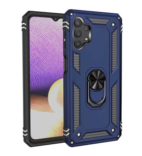Galaxy A13 4G Kılıf Zore Vega Yüzüklü Standlı Zırh Kılıf (Mavi)